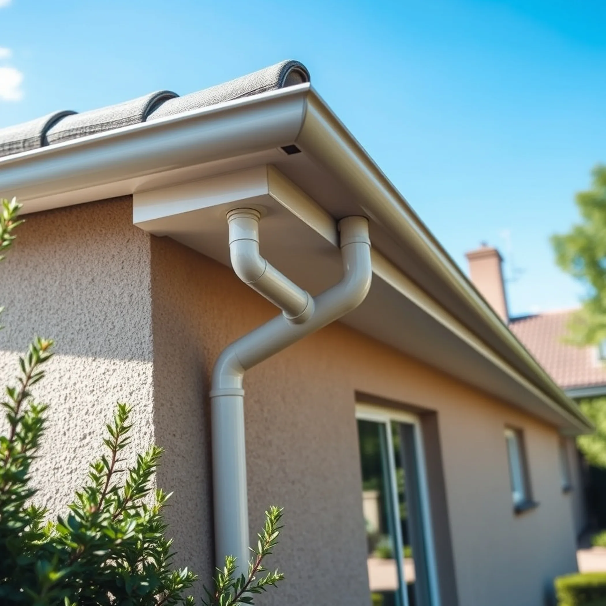 clean gutter system on house exterior