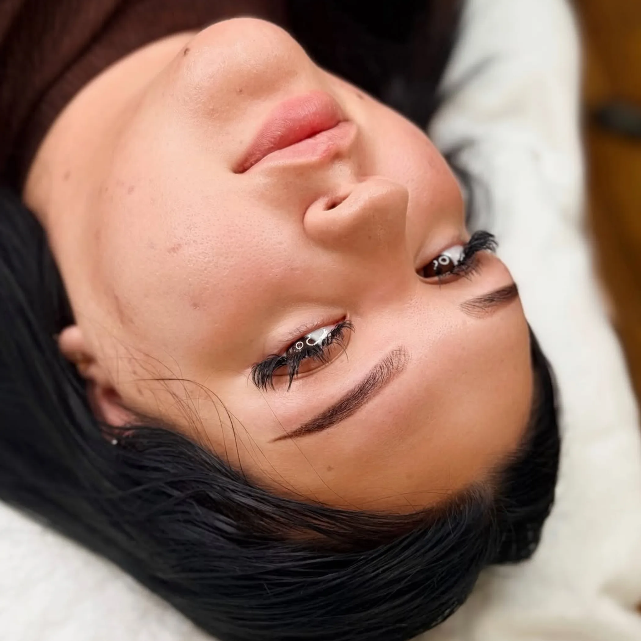 close-up of permanent eyebrow makeup