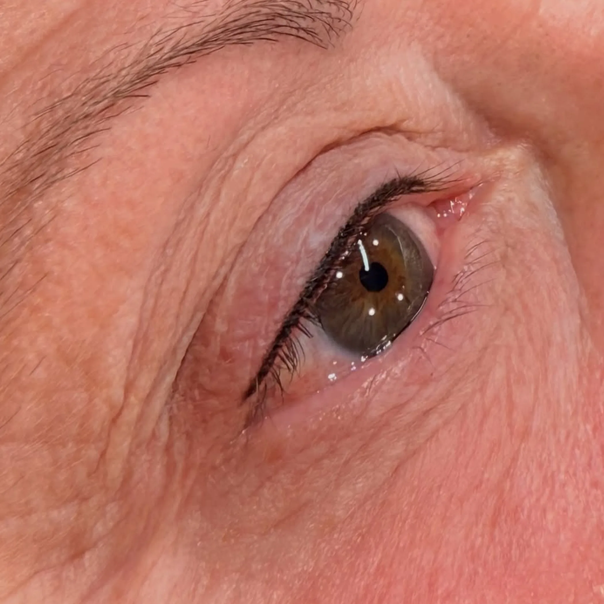 close-up of permanent eyelid makeup