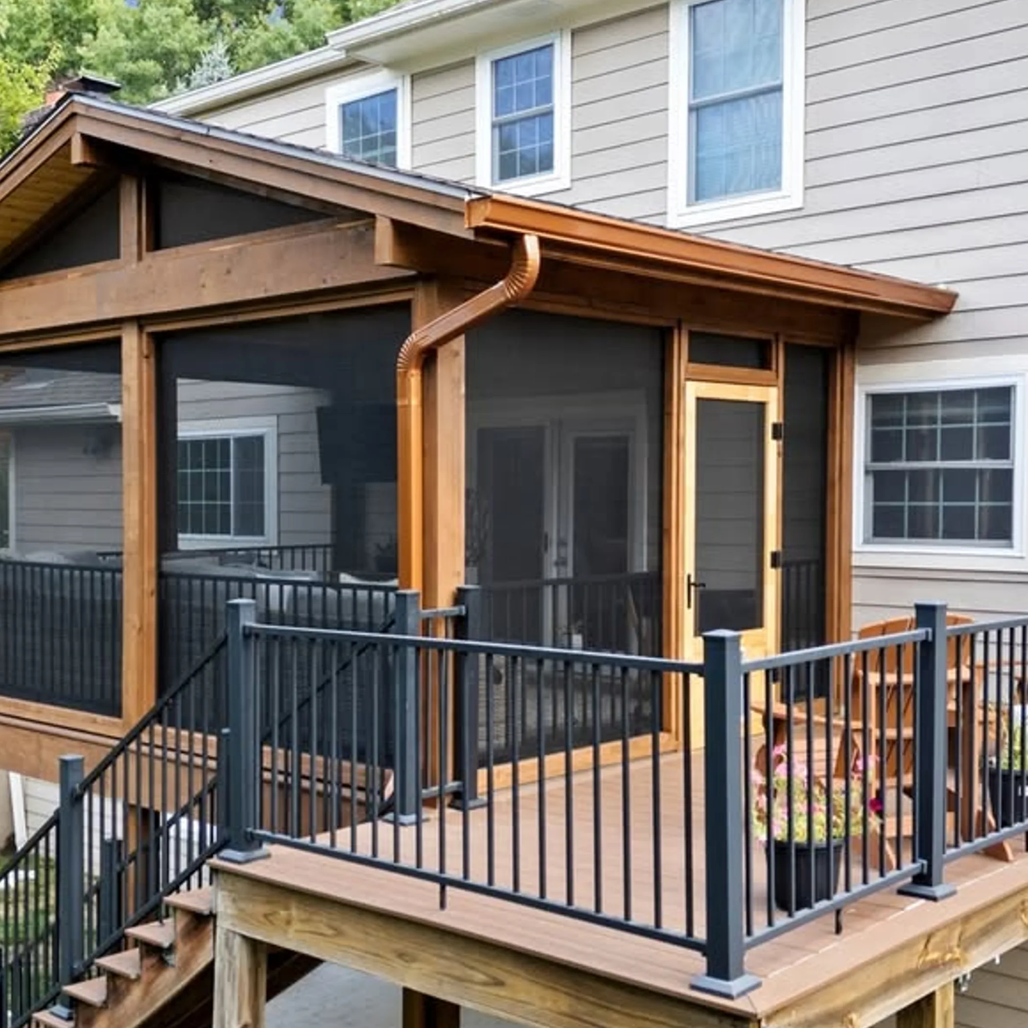 well-maintained wooden deck exterior