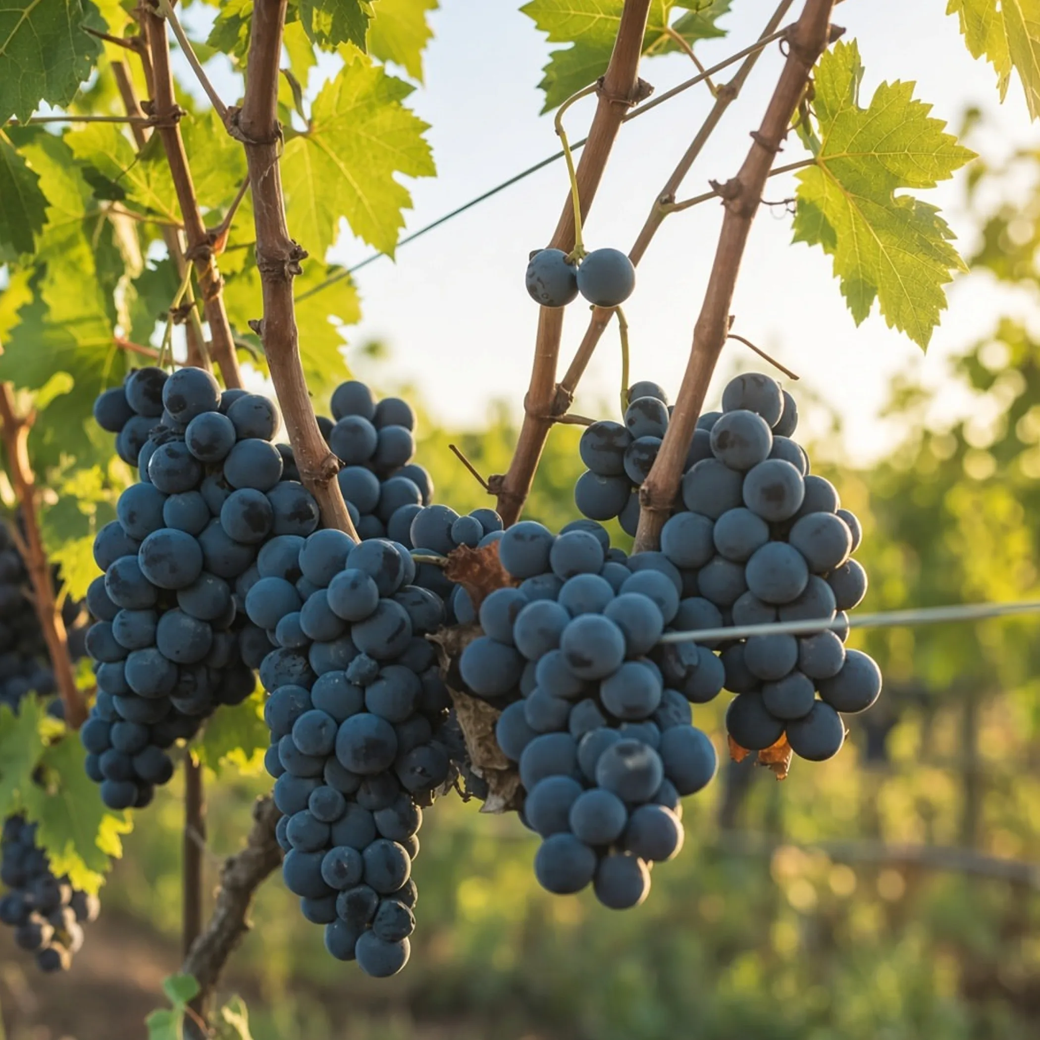 well-lit vineyard with grapevines