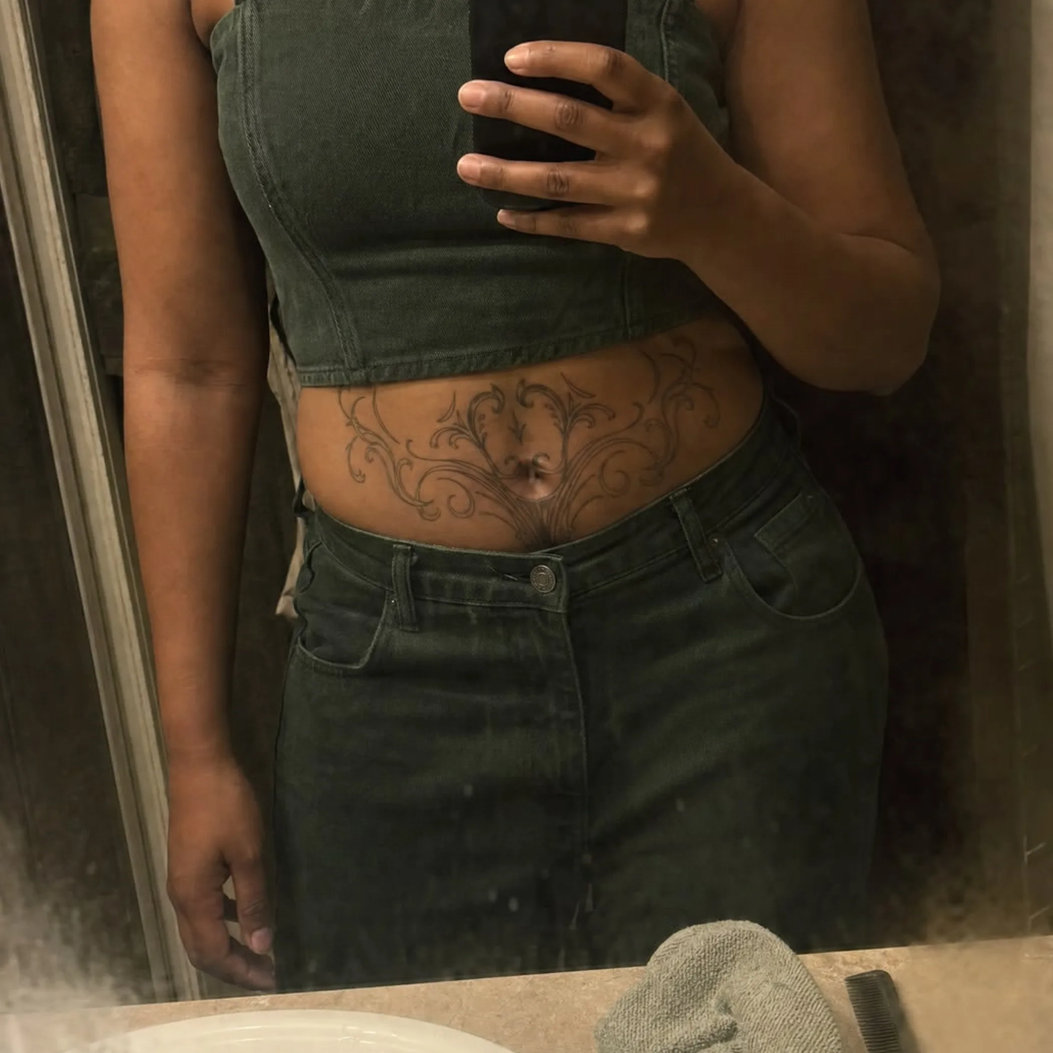 healed tattoo and surrounding skin